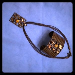 Park Lane Bronze cuff and necklace set with stones